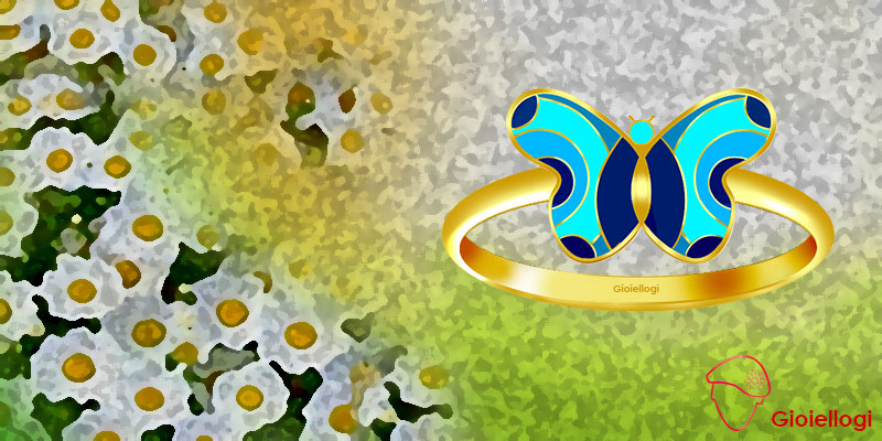 gioiellogi jewelry designer farfalle yellow gold ring and enamel 